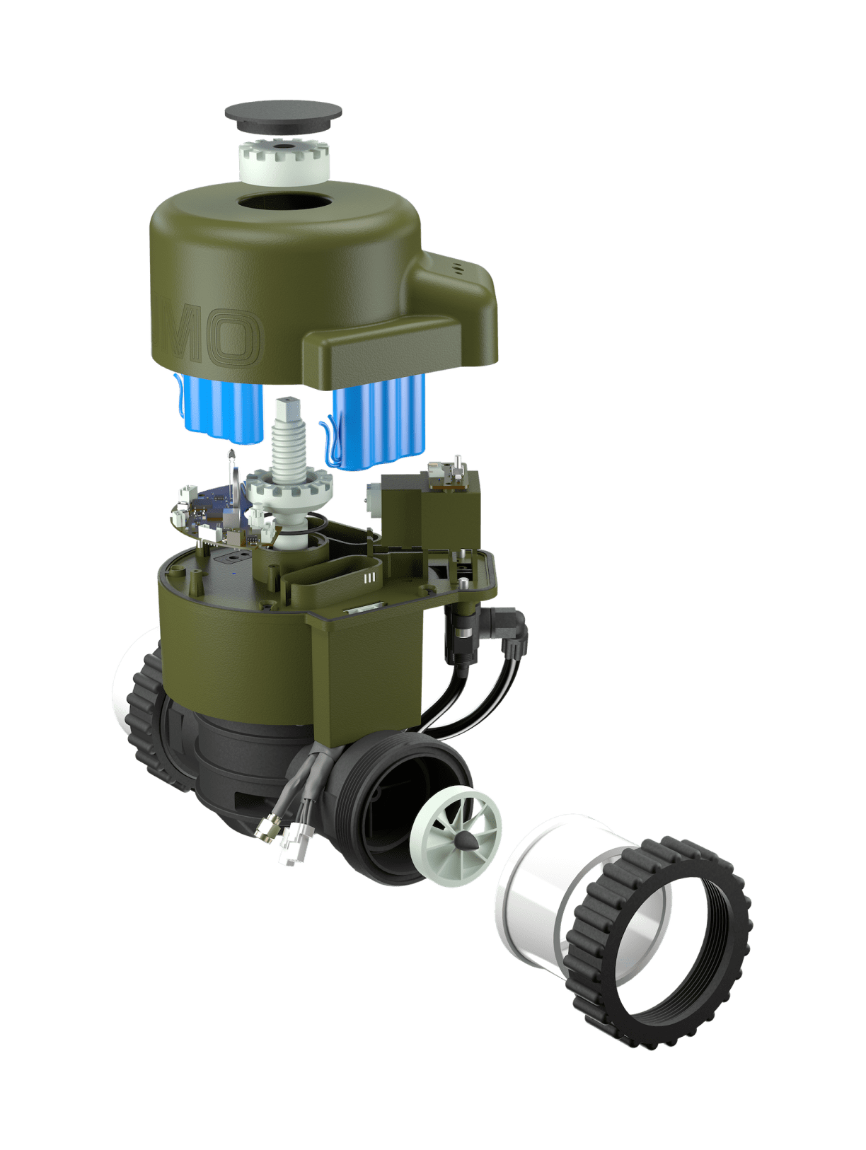 Exploded view of the Lumo One Smart Irrigation Valve