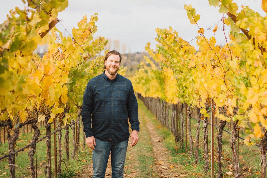 Alex Baker, Lumo Account Executive, in a vineyard in Napa