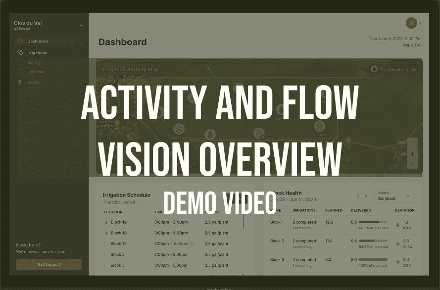 Lumo's activity and flow vision features for the ops center irrigation management software